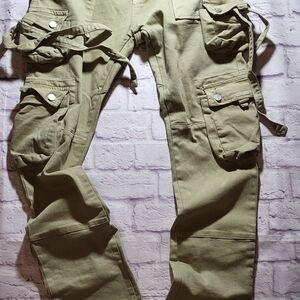 MNML 32x35 Khaki Cargo Paratrooper Pants